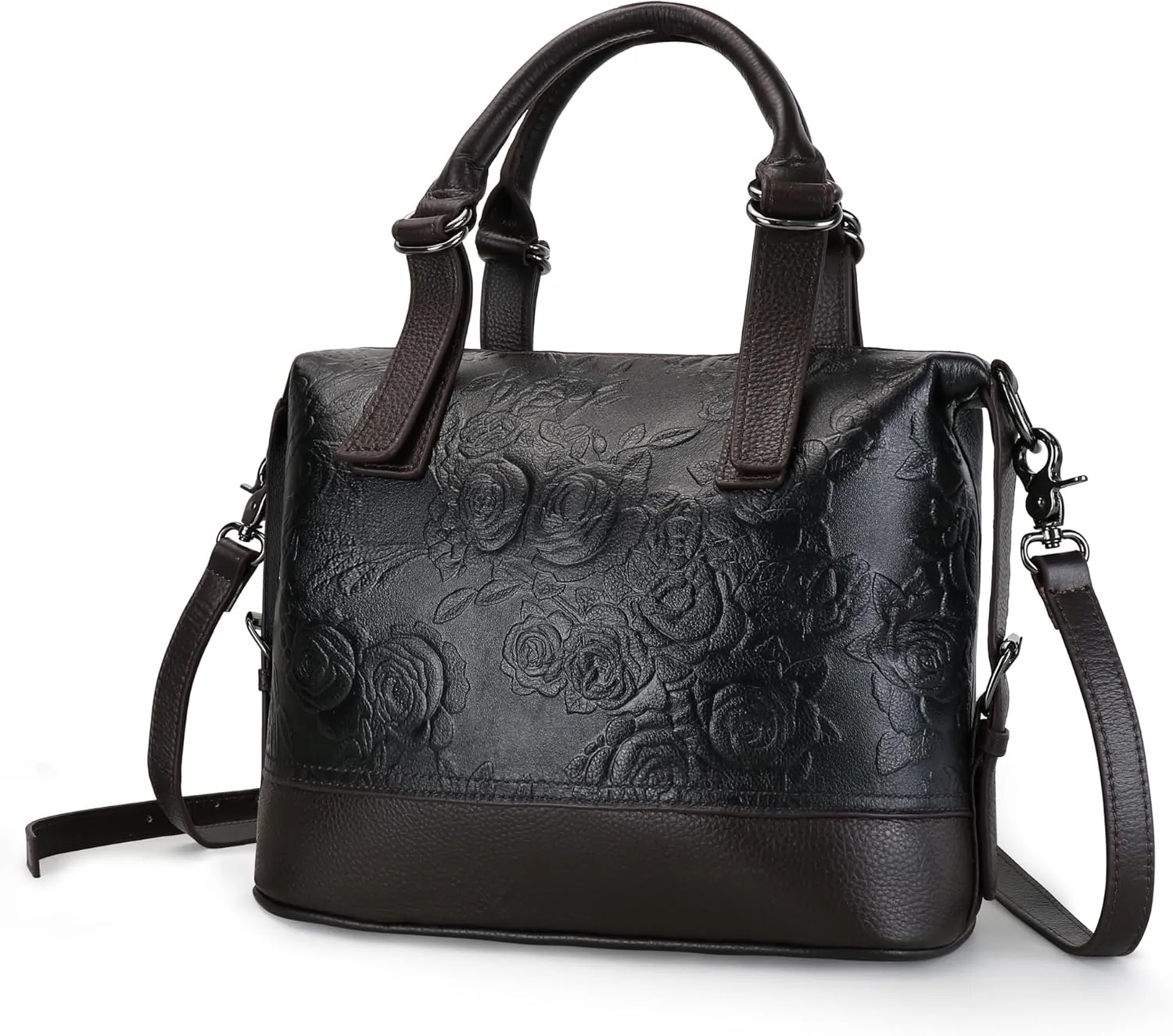 Purse and Handbags for Women Leather Shoulder Tote Handle Medium Satchel Vintage Embossing Rose