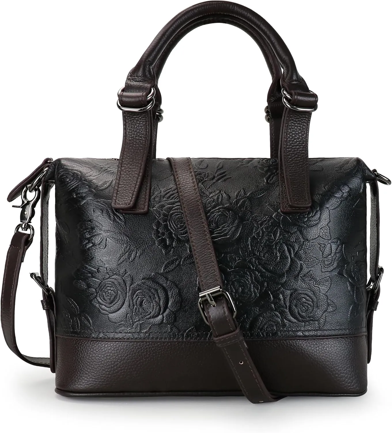 Purse and Handbags for Women Leather Shoulder Tote Handle Medium Satchel Vintage Embossing Rose