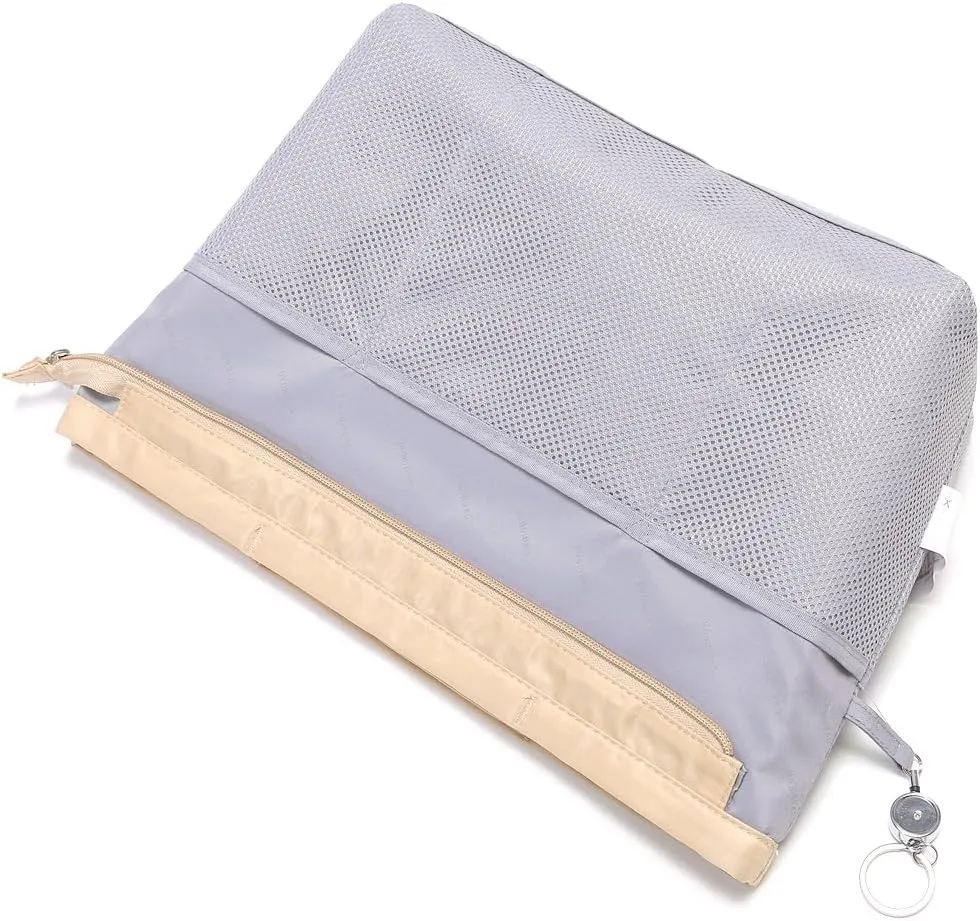 Purse Organizer Insert with zipper Nylon fabric for women Handbags & Totebag beige Size: Medium: 15.7"(Top)/12.2"(Bottom) L × 4.7" W × 8.3" H