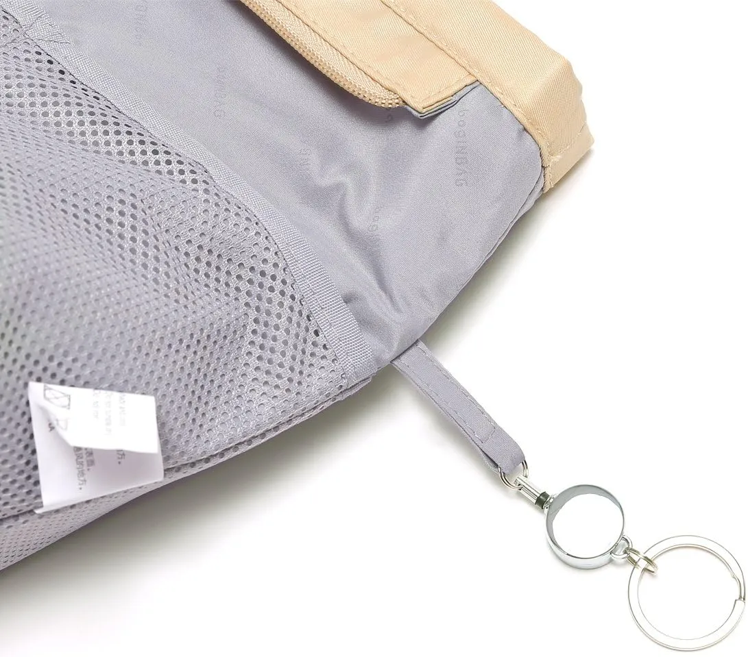 Purse Organizer Insert with zipper Nylon fabric for women Handbags & Totebag beige Size: Medium: 15.7"(Top)/12.2"(Bottom) L × 4.7" W × 8.3" H