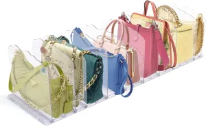 Purse Shelf Organizer, Purse Storage Organizer for Closet, Acrylic Purses Divider Holder, Clear Clutch Women Bag Organizers, Adjustable Handbag Separator Divider Rack for Bathroom Office Bookshelf