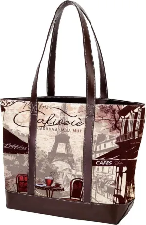 Purses for Women,Tote Bag for Women,Handbags for Women,Eiffel Tower Vintage Newspaper