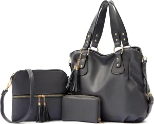 Qiyuer Purses And Wallets Set For Women Tote Handbags Large Hobo Bag Purse With Wallet 3PCS
