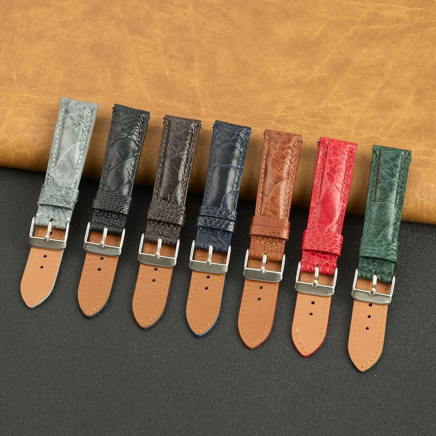Quick Release Ostrich Leg Leather Watch Bands Men Handmade Replacement Wrist Watch Straps Vintage Extra Soft Exotic Leather Strap 18mm 19mm 20mm 21mm 22mm