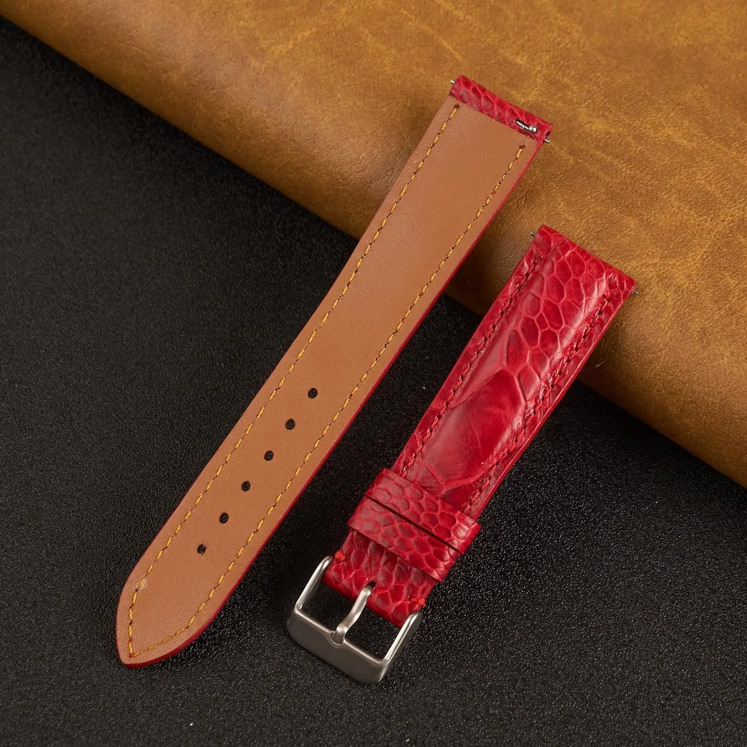 Quick Release Ostrich Leg Leather Watch Bands Men Handmade Replacement Wrist Watch Straps Vintage Extra Soft Exotic Leather Strap 18mm 19mm 20mm 21mm 22mm