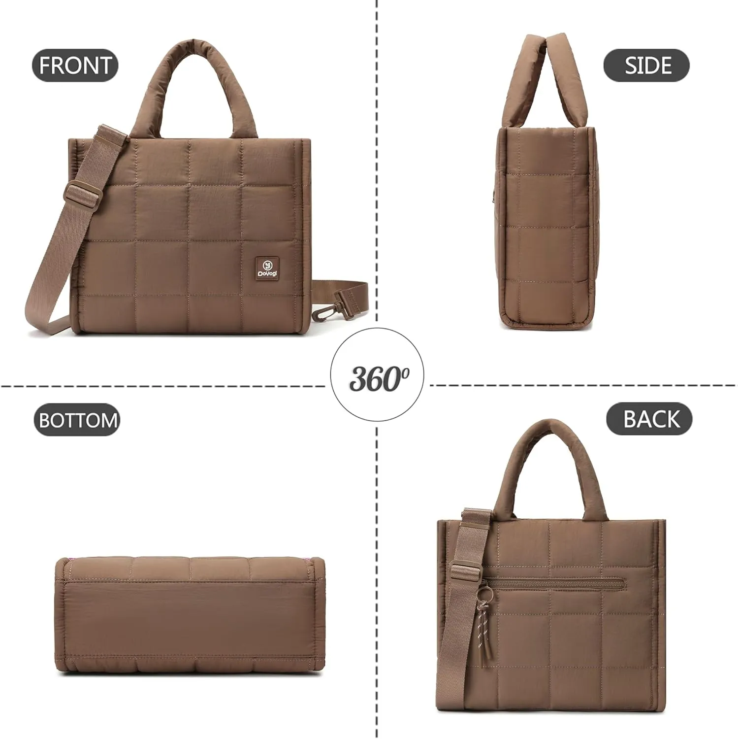 Quilted Crossbody Bags for Women - Small Tote Shoulder Puffer Weekender Overnight Handbag Organizer