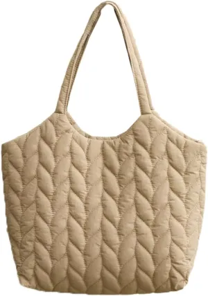 Quilted Shoulder Bag for Women Soft Nylon Purse Large Casual Canvas Handbags Working Shopping Top Handle Bag