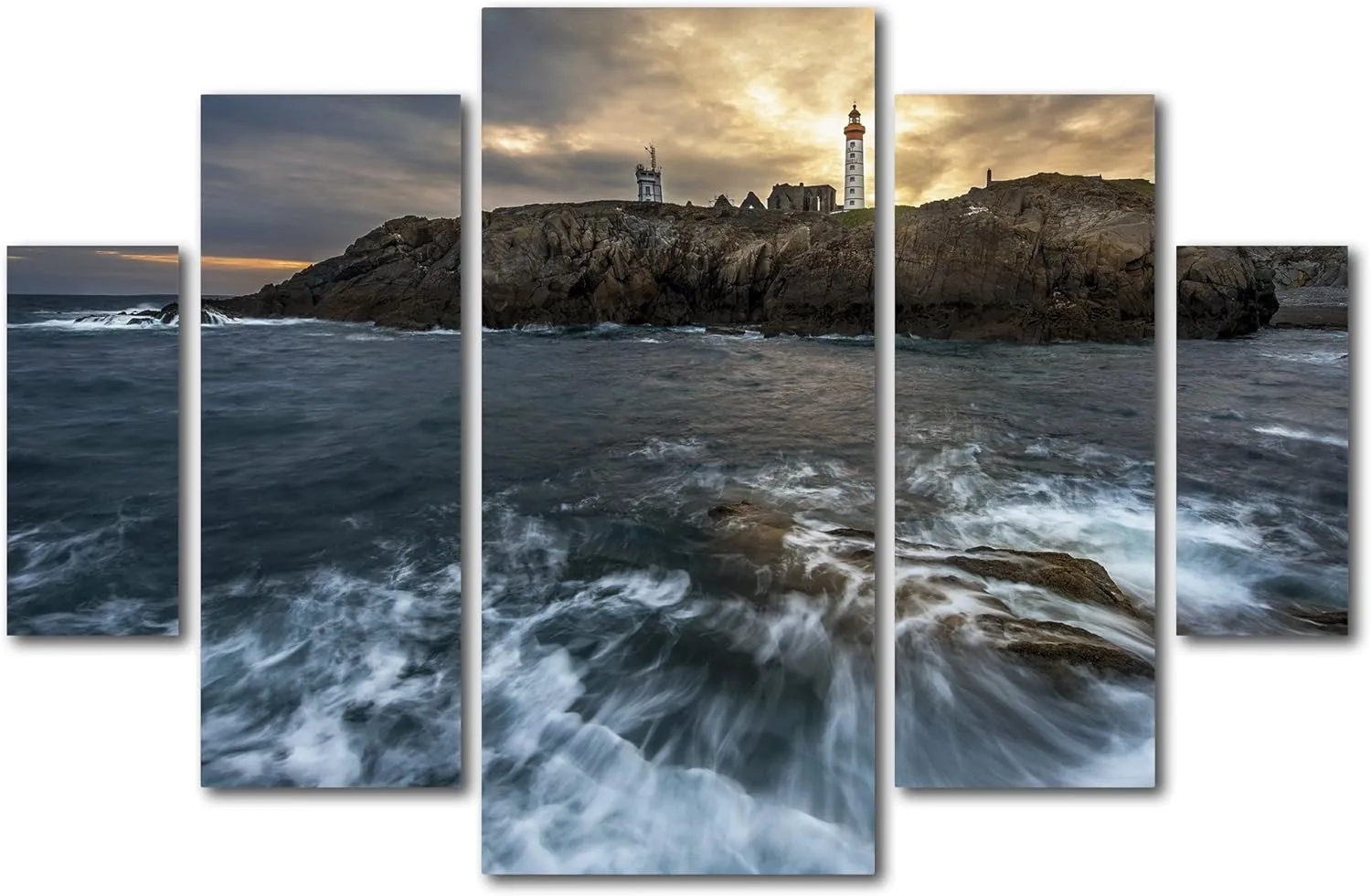QVC ONLY Lavish Home Mathieu Rivrin 'The Lighthouse' Multi Panel Art Set