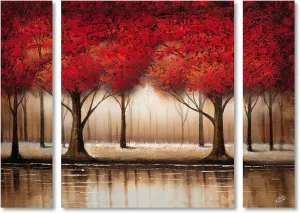 QVC ONLY Rio 'Parade of Red Trees' Multi Panel Art Set Large
