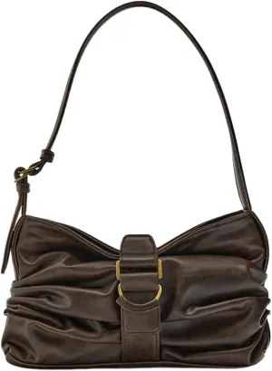 QWINEE Women's Y2k Buckle Shoulder Bag Punk Ruched Top Handle Funky Leather Handbags