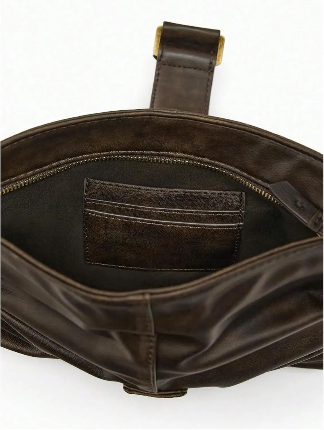 QWINEE Women's Y2k Buckle Shoulder Bag Punk Ruched Top Handle Funky Leather Handbags
