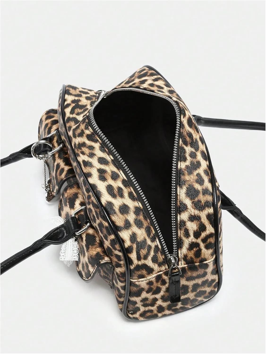 QWINEE Women's Y2K Top Handle Leopard Print Square Bag Vintage Shoulder Handbags