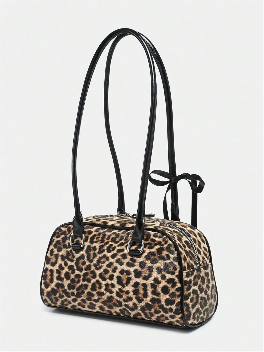 QWINEE Women's Y2K Top Handle Leopard Print Square Bag Vintage Shoulder Handbags
