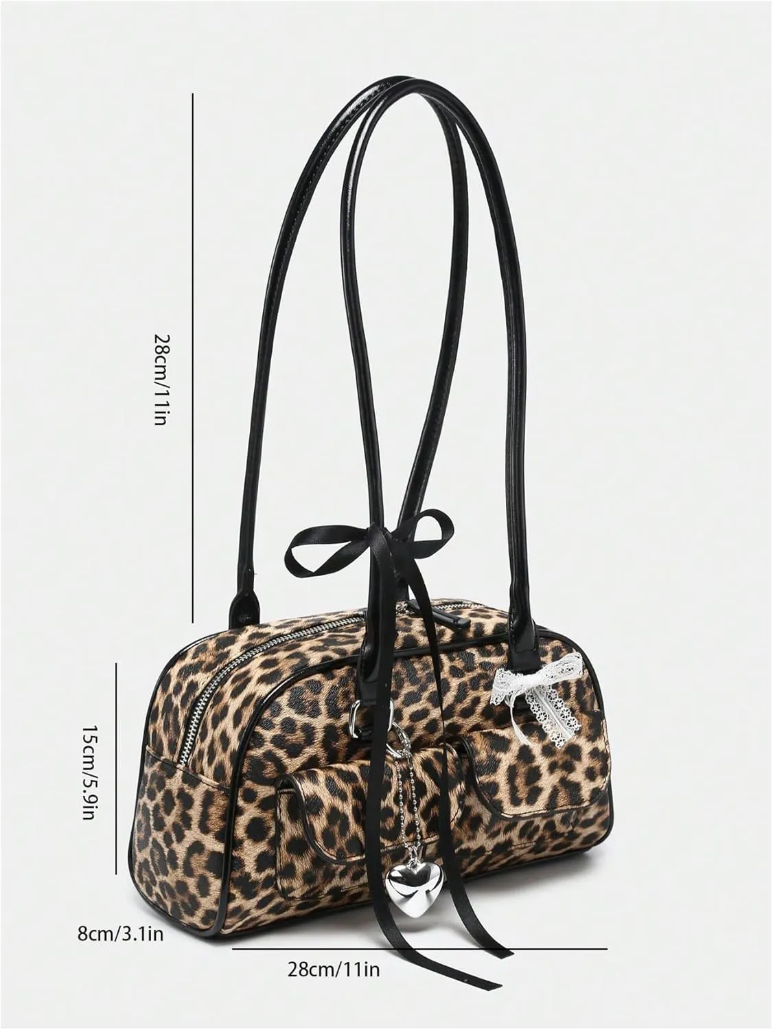QWINEE Women's Y2K Top Handle Leopard Print Square Bag Vintage Shoulder Handbags
