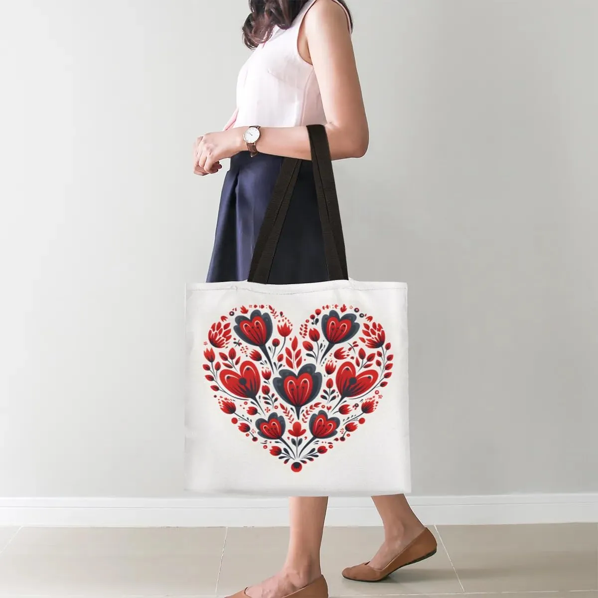 Rainbow Forest Canvas Tote Bag for Women Men Stylish Tote Handbag Shoulder Bag Reusable Grocery Bag