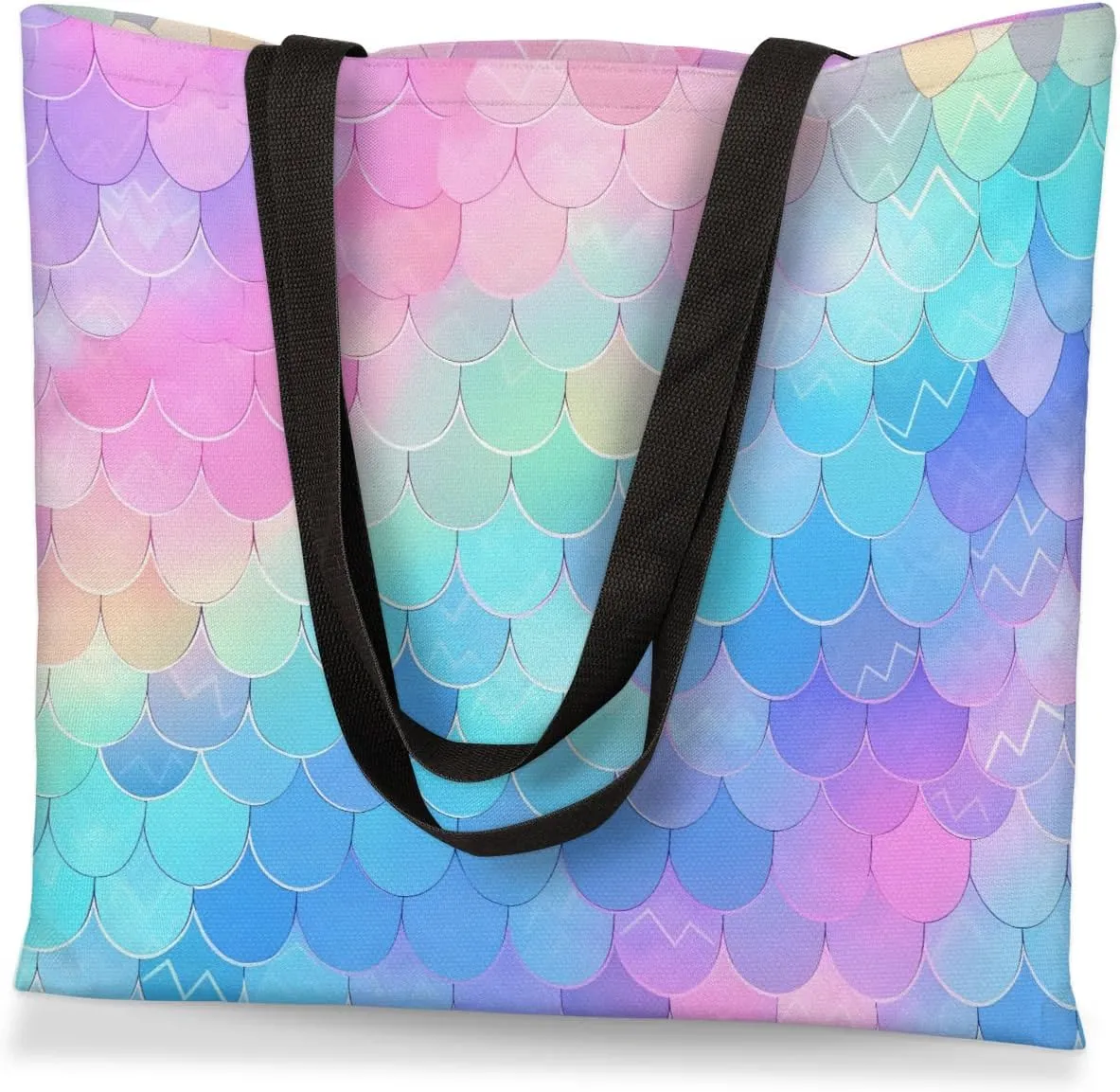 Rainbow Forest Canvas Tote Bag for Women Men Stylish Tote Handbag Shoulder Bag Reusable Grocery Bag