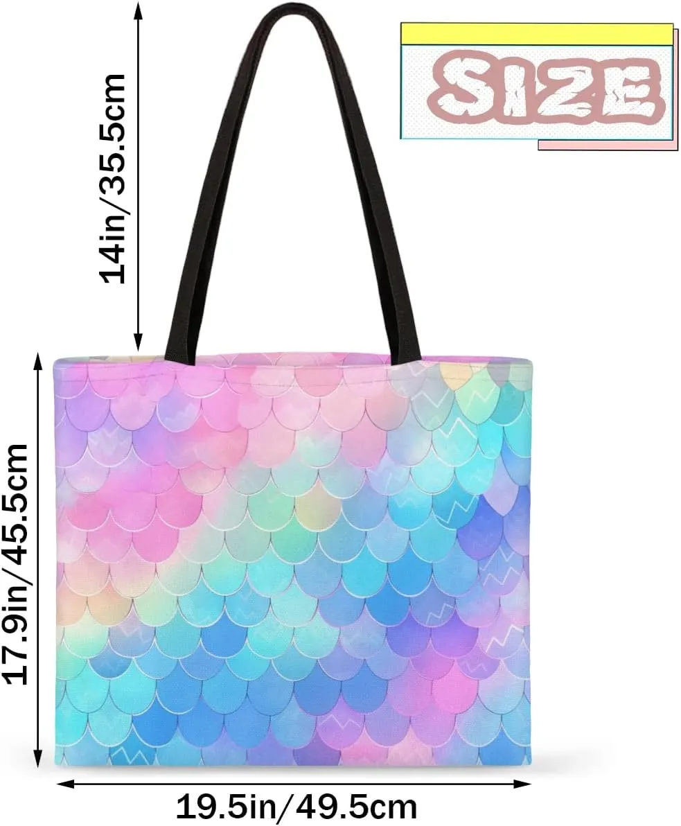 Rainbow Forest Canvas Tote Bag for Women Men Stylish Tote Handbag Shoulder Bag Reusable Grocery Bag
