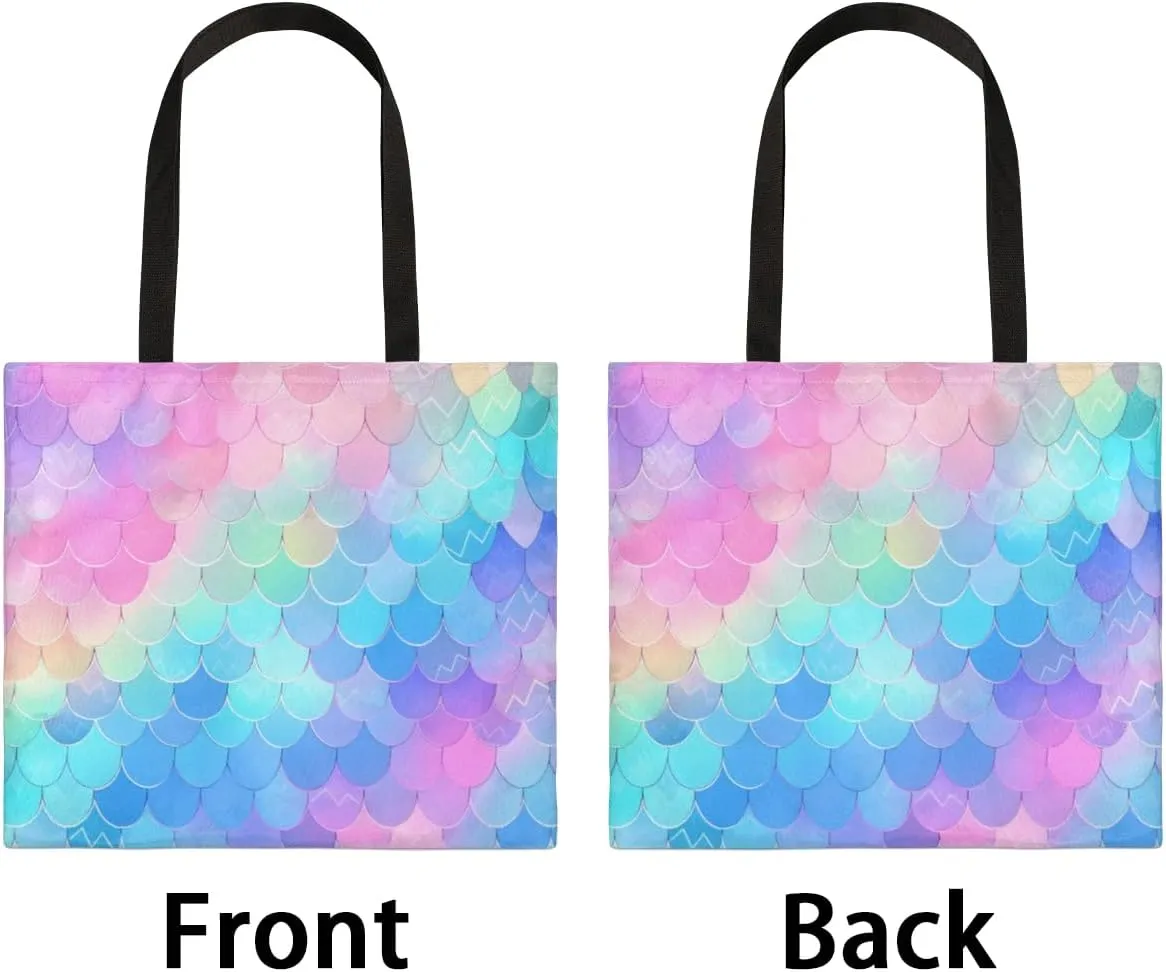 Rainbow Forest Canvas Tote Bag for Women Men Stylish Tote Handbag Shoulder Bag Reusable Grocery Bag