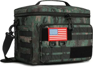 RalChyez Tactical Lunch Box, 13L Large Insulated Lunch Bag MOLLE Webbing Leakproof Thermal Cooler with Shoulder Strap Lunch Pail for Adult Men Women Office Work Camping Picnic Travel Acu Camo