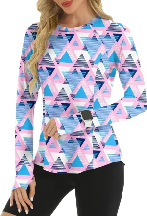 Rapbin Women's UPF 50  UV Shirts Long Sleeve Workout Tops Quick Dry Lightweight Sun Shirts for Hiking Outdoor Rash Guard