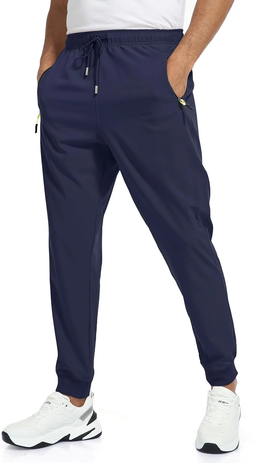 Rapoo Men's Lightweight Joggers Pants Quick Dry Workout Track Running Gym Athletic Pants with 3 Zipper Pockets