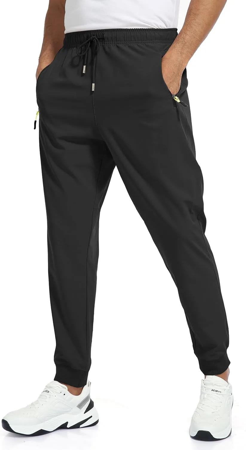 Rapoo Men's Lightweight Joggers Pants Quick Dry Workout Track Running Gym Athletic Pants with 3 Zipper Pockets