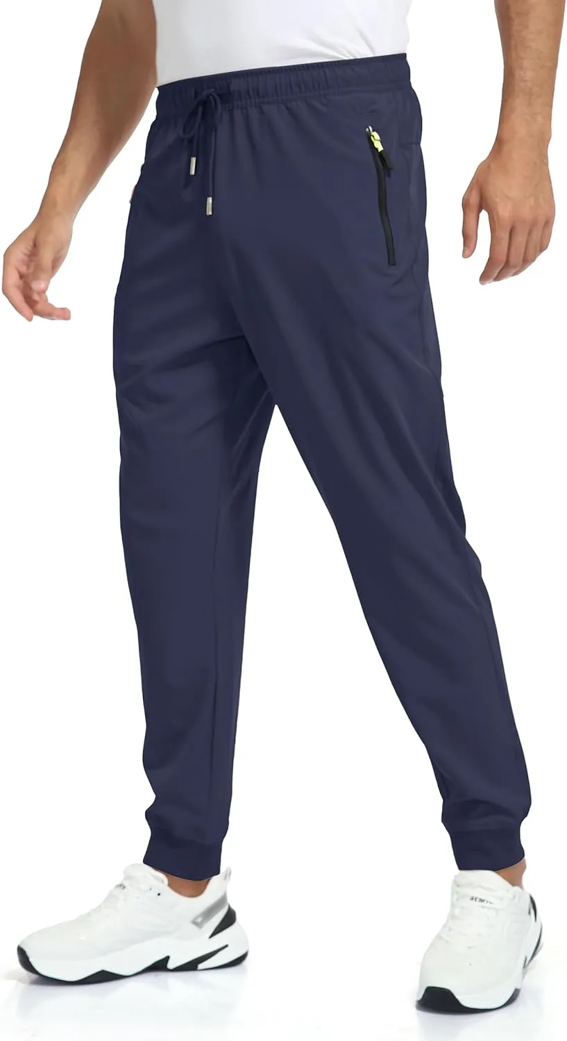 Rapoo Men's Lightweight Joggers Pants Quick Dry Workout Track Running Gym Athletic Pants with 3 Zipper Pockets