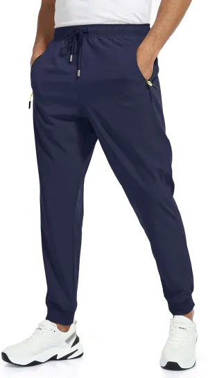 Rapoo Men's Lightweight Joggers Pants Quick Dry Workout Track Running Gym Athletic Pants with 3 Zipper Pockets