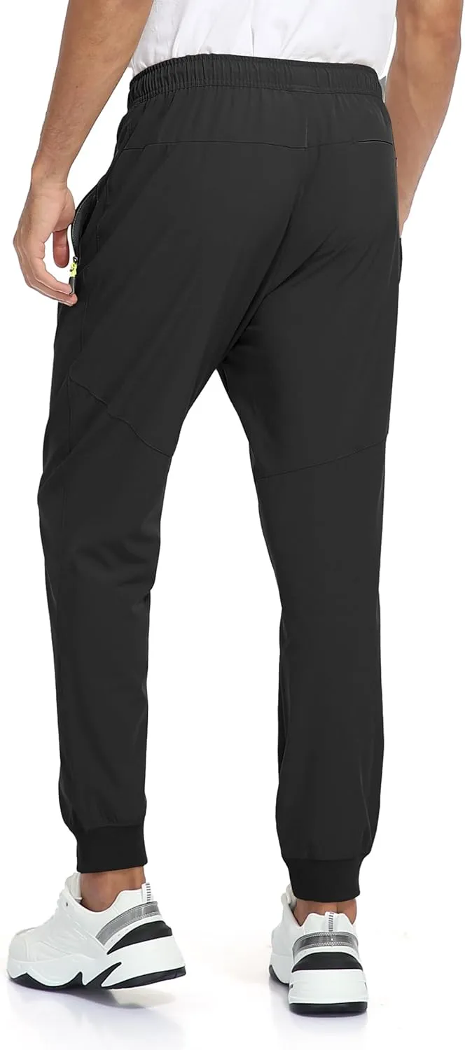 Rapoo Men's Lightweight Joggers Pants Quick Dry Workout Track Running Gym Athletic Pants with 3 Zipper Pockets