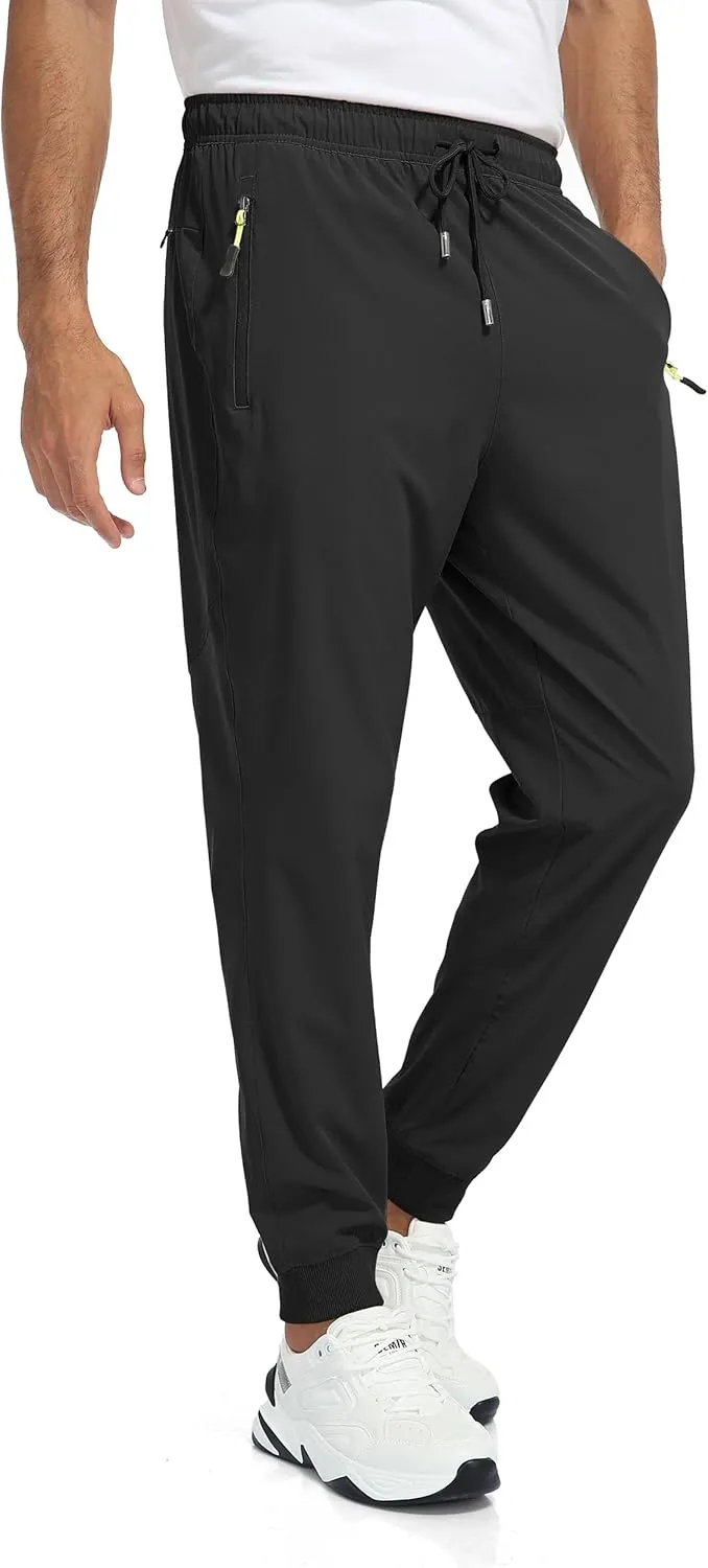 Rapoo Men's Lightweight Joggers Pants Quick Dry Workout Track Running Gym Athletic Pants with 3 Zipper Pockets