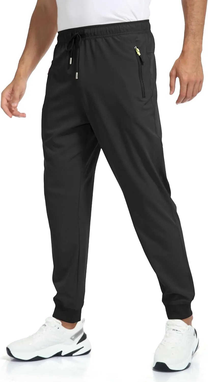 Rapoo Men's Lightweight Joggers Pants Quick Dry Workout Track Running Gym Athletic Pants with 3 Zipper Pockets