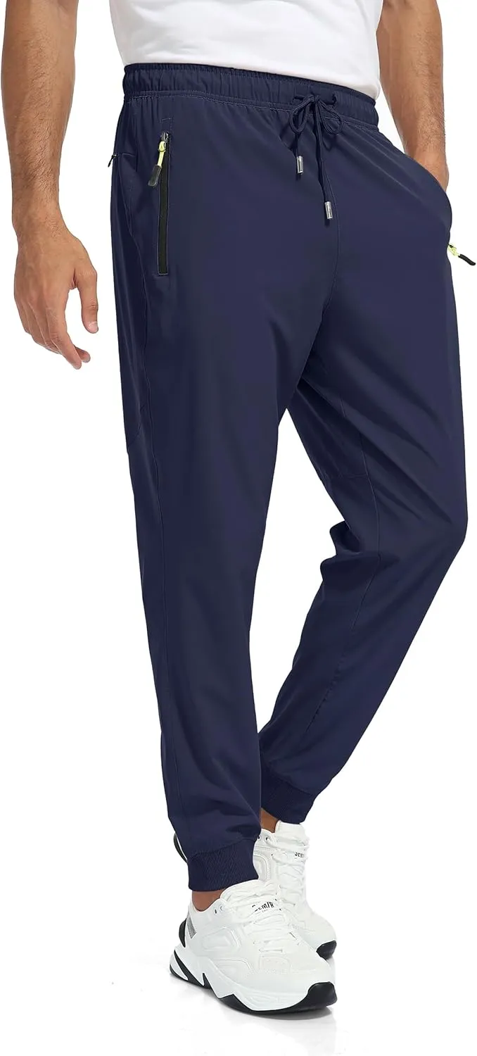 Rapoo Men's Lightweight Joggers Pants Quick Dry Workout Track Running Gym Athletic Pants with 3 Zipper Pockets