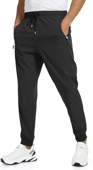 Rapoo Men's Lightweight Joggers Pants Quick Dry Workout Track Running Gym Athletic Pants with 3 Zipper Pockets
