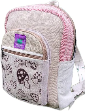 RARA Natural Handmade MINI Hemp backpack, eco-friendly stylish unisex casual backpack Hiking, Travelling and Walking (Mushroom red)