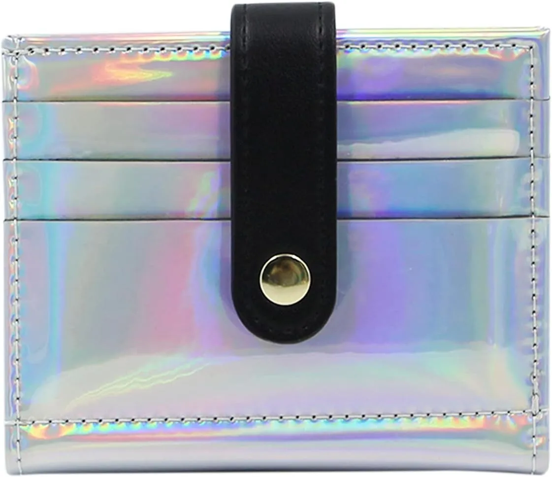 RARITYUS Women Shiny Wallet Holographic Bifold Leather Small Card Holder Coin Change Wallet Clutch Purse