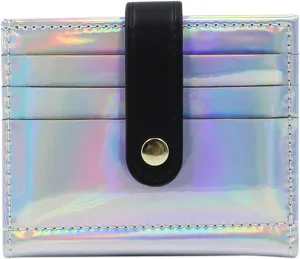 RARITYUS Women Shiny Wallet Holographic Bifold Leather Small Card Holder Coin Change Wallet Clutch Purse
