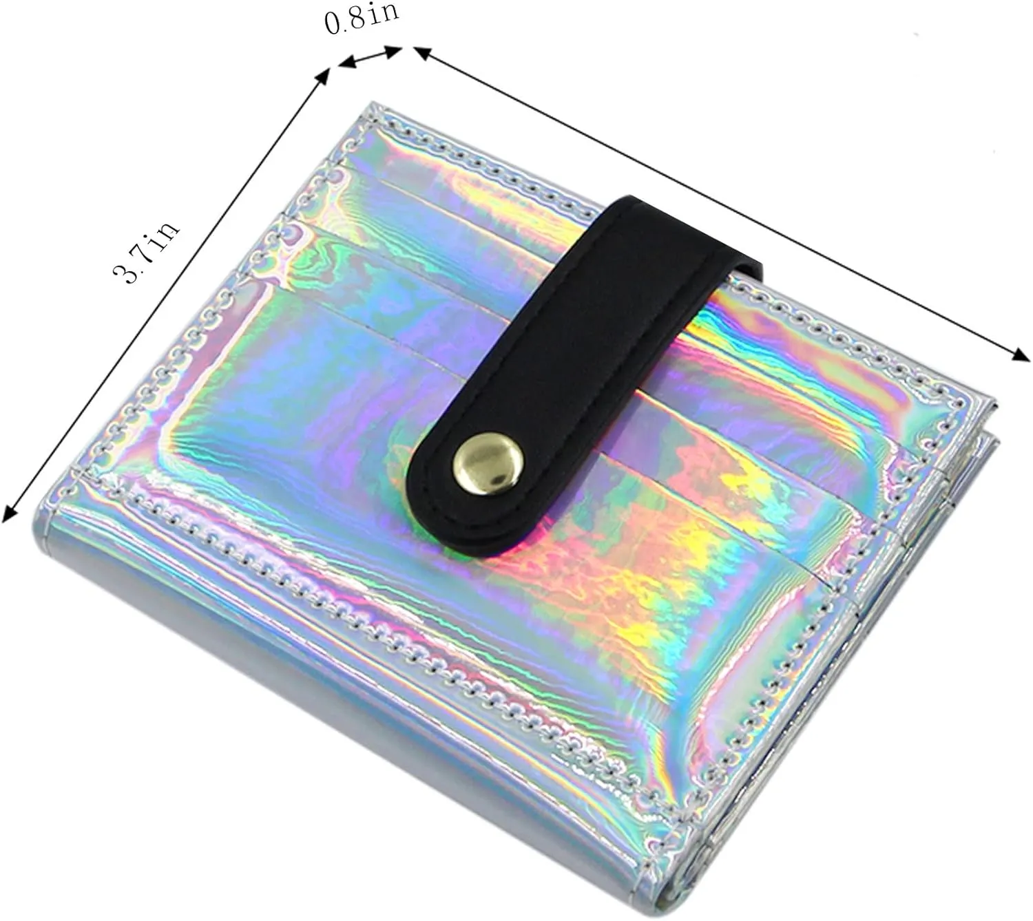 RARITYUS Women Shiny Wallet Holographic Bifold Leather Small Card Holder Coin Change Wallet Clutch Purse