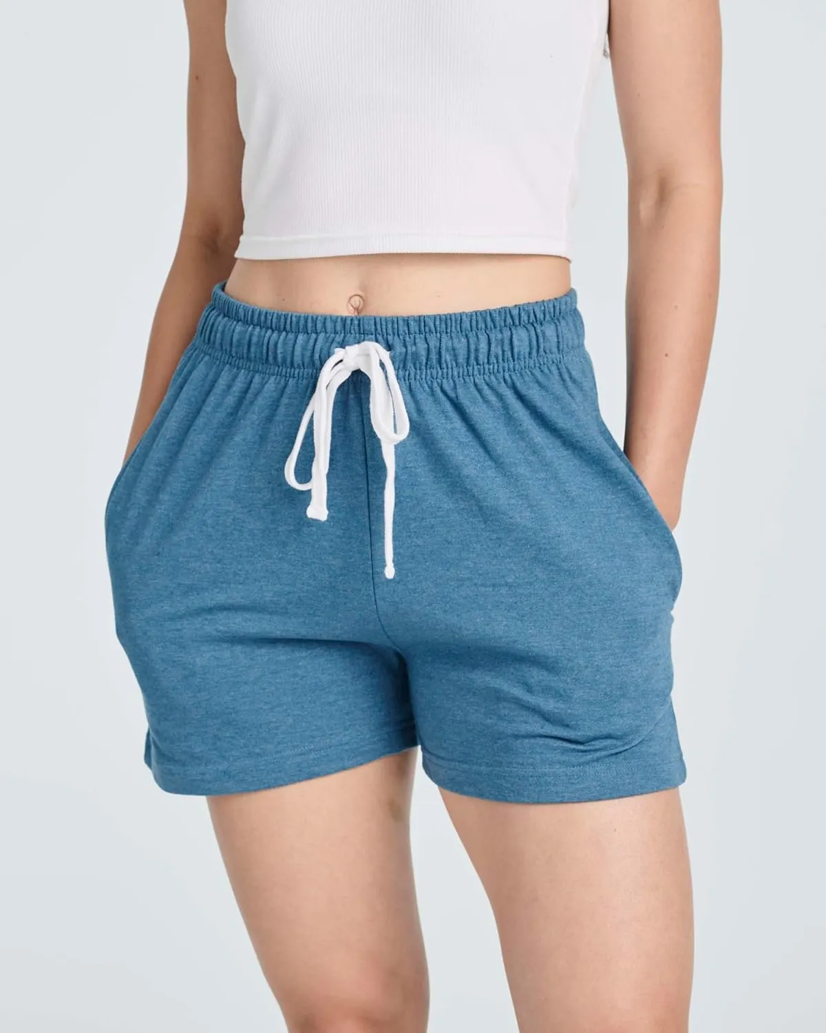 Real Essentials 3 Pack: Women’s Cotton French Terry Shorts Pockets - Casual Athletic Lounge (Available in Plus)