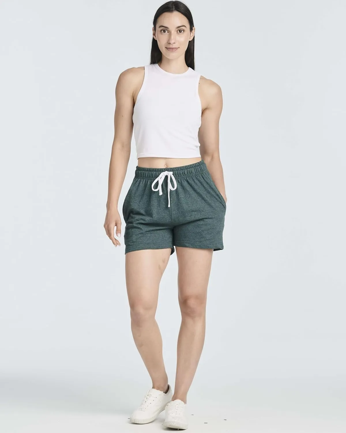 Real Essentials 3 Pack: Women’s Cotton French Terry Shorts Pockets - Casual Athletic Lounge (Available in Plus)