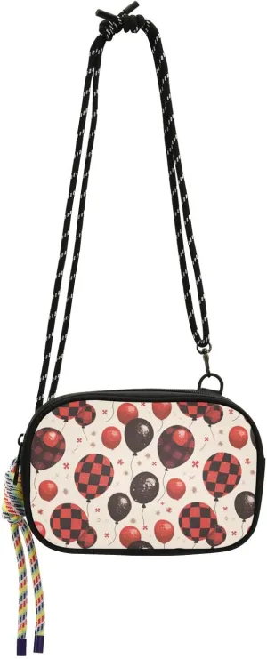 Red and Black Checkerboard Balloons Black Crossbody Bag Men Beauty with Credit Card Slots Women's Shoulder Handbags Go shopping bolsa de mano para mujer