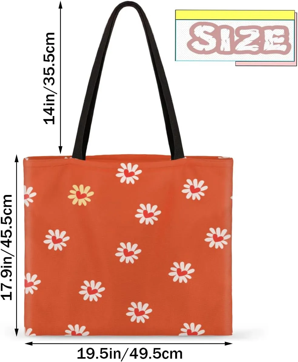 Red Background Rabbit Easter Egg Canvas Tote Bag for Women Men Stylish Tote Handbag Shoulder Bag Reusable Grocery Bag