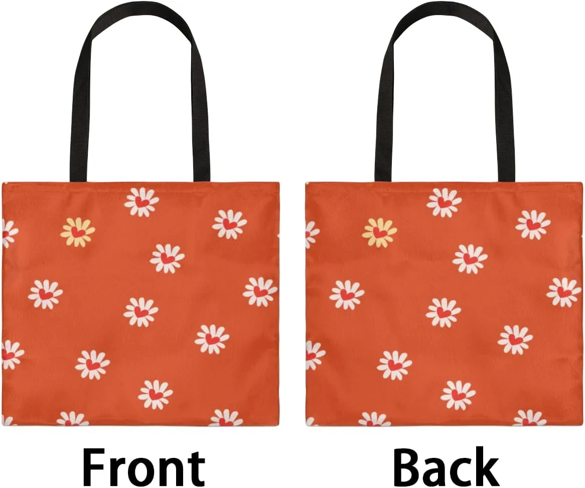 Red Background Rabbit Easter Egg Canvas Tote Bag for Women Men Stylish Tote Handbag Shoulder Bag Reusable Grocery Bag