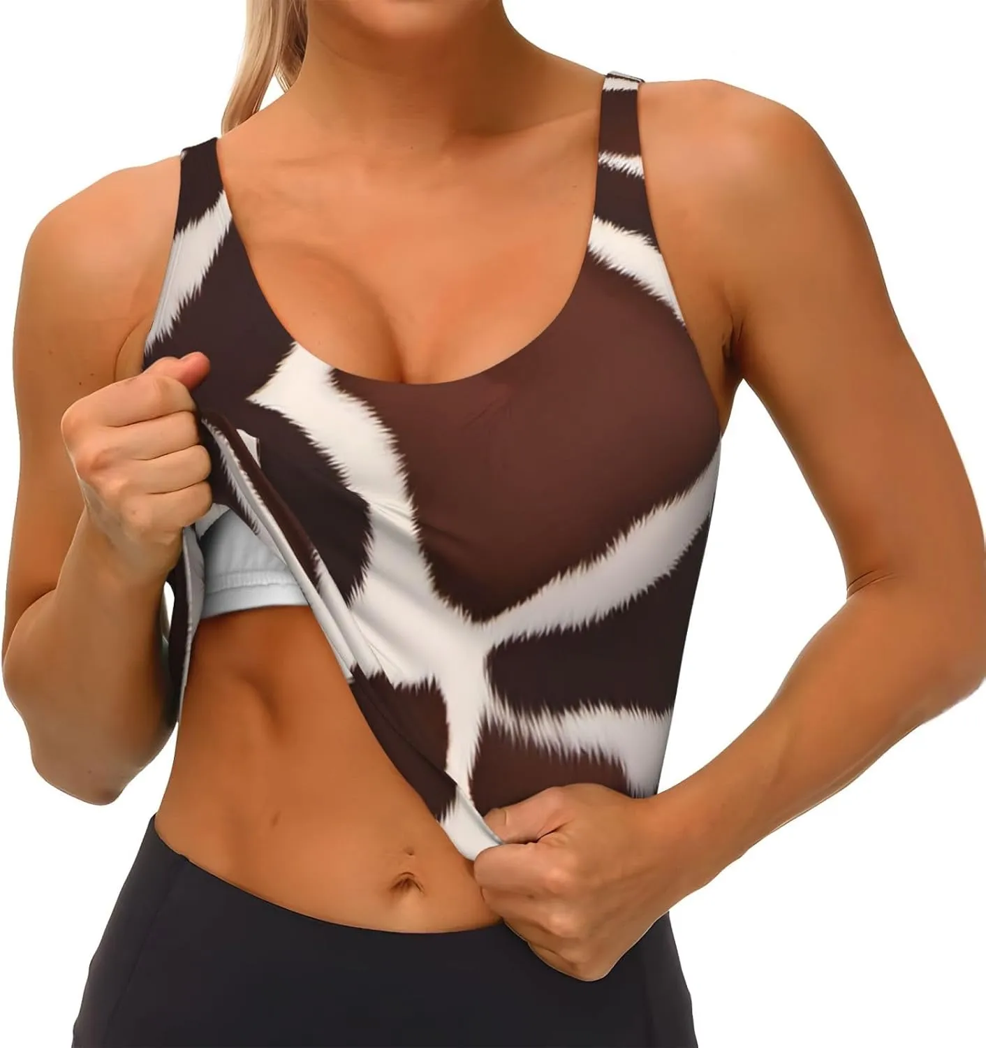 red Brown Cowhide Pattern Women's Sports Vest - Yoga Workout Fitness for Women Athletic Tank Tops