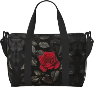 Red Rose And Black Leaves Print Versatile Gym Sports Bag,Companion For Your Journeys And Fitness Routines