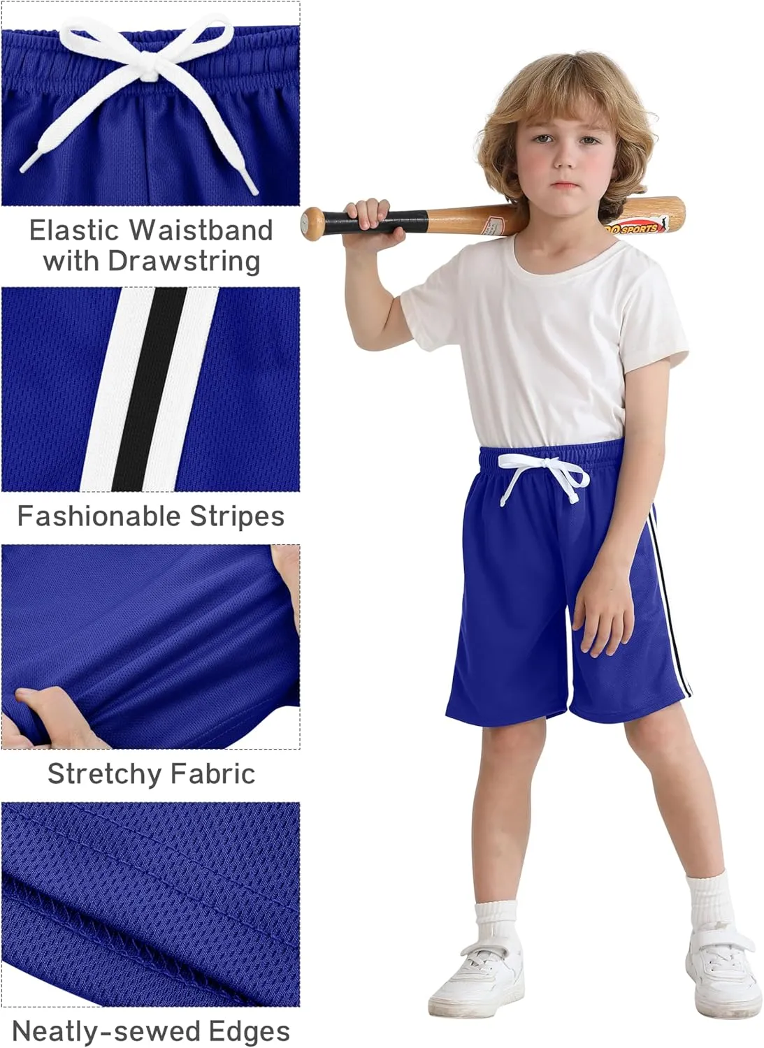 Resinta 5 Pack Toddler Boy Shorts Boys Mesh Quick Dry Athletic Pull-On Shorts Clothes with Elastic Waist for Summer Wear