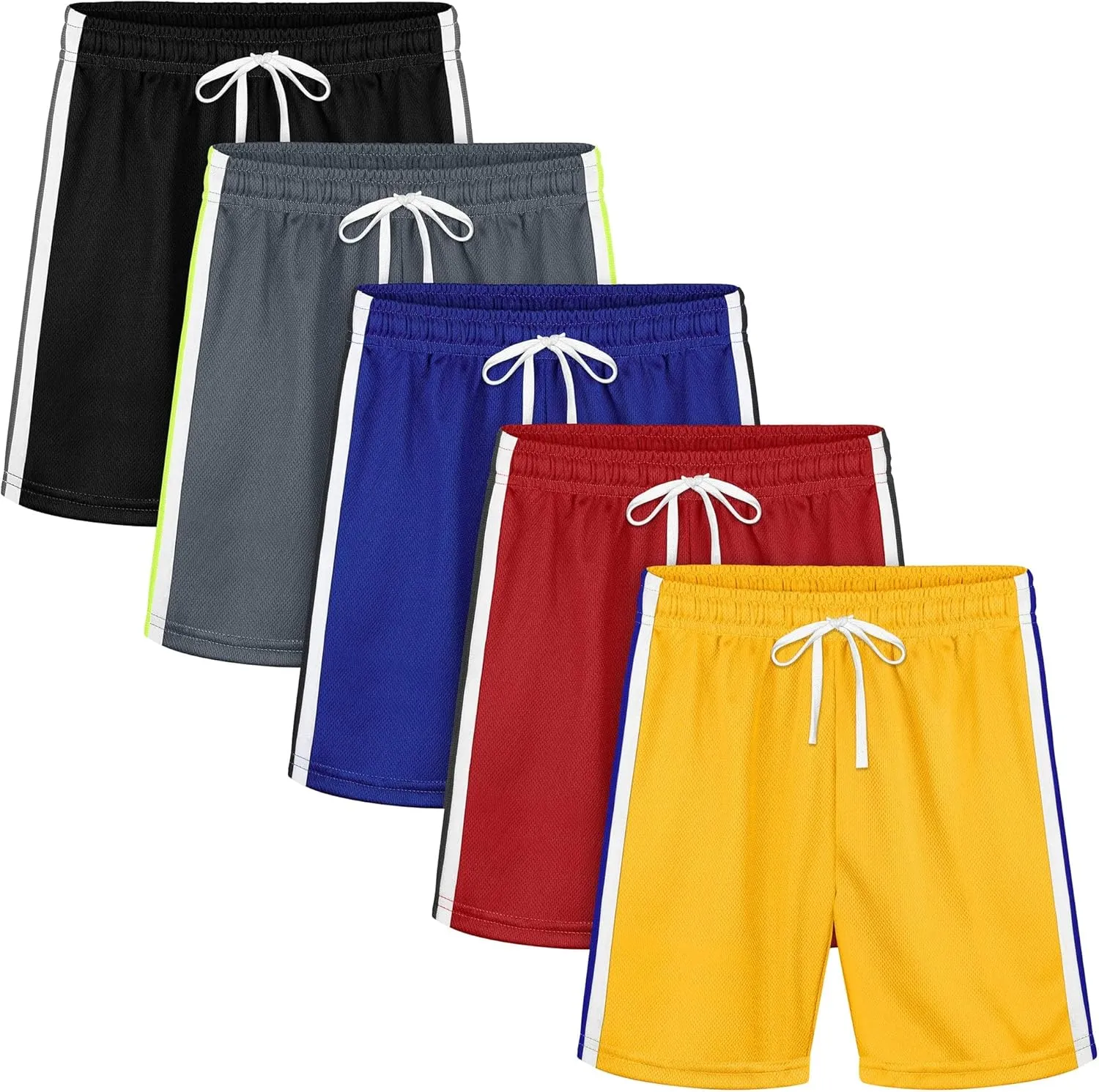 Resinta 5 Pack Toddler Boy Shorts Boys Mesh Quick Dry Athletic Pull-On Shorts Clothes with Elastic Waist for Summer Wear