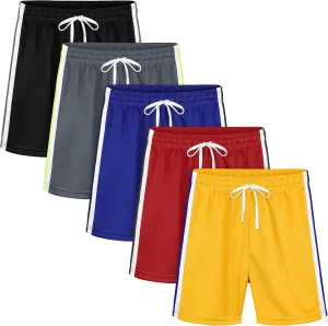 Resinta 5 Pack Toddler Boy Shorts Boys Mesh Quick Dry Athletic Pull-On Shorts Clothes with Elastic Waist for Summer Wear
