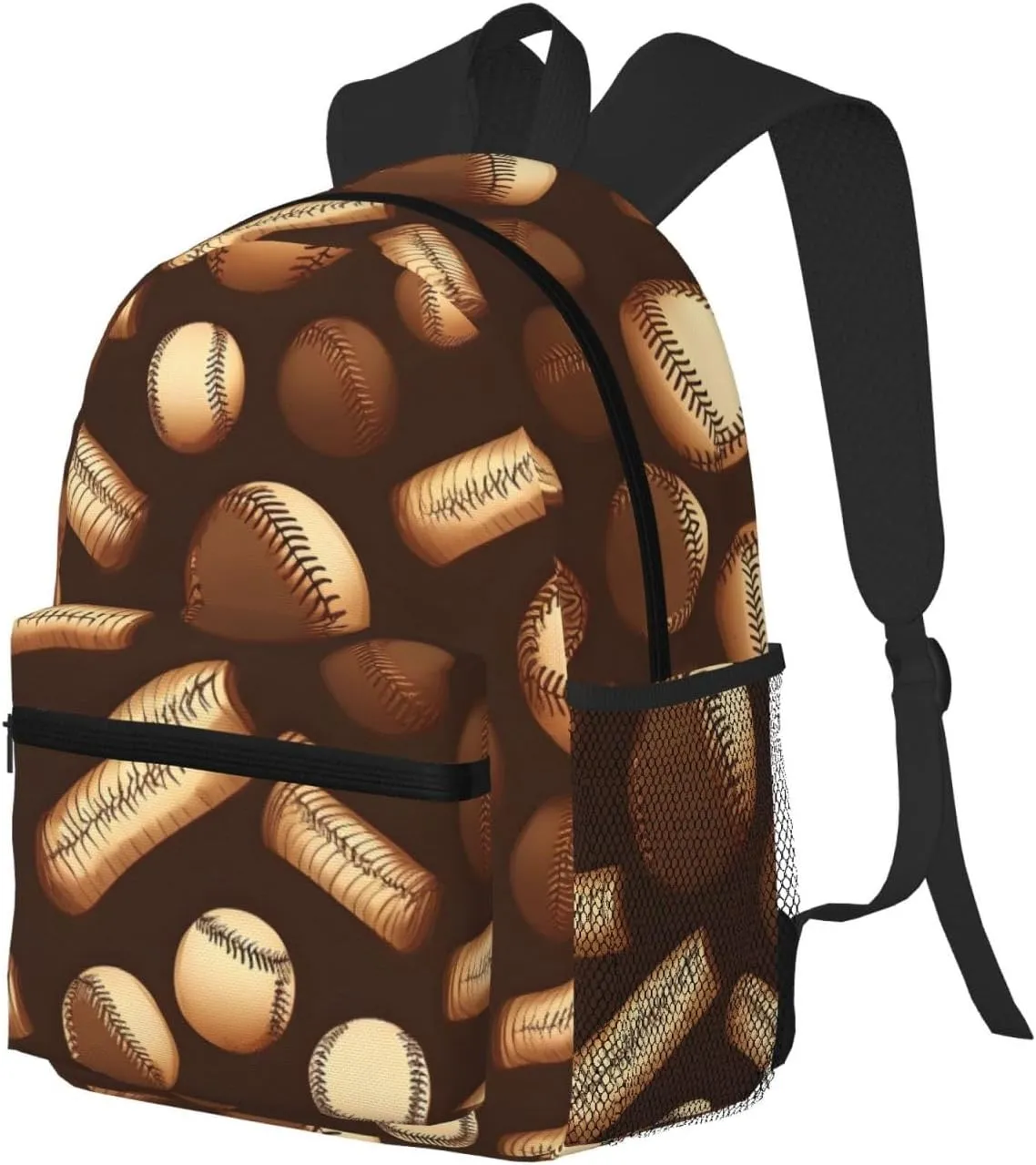 Retro Baseball Brown Print Backpack For Women Men, Laptop Bookbag,Lightweight Casual Travel Daypack