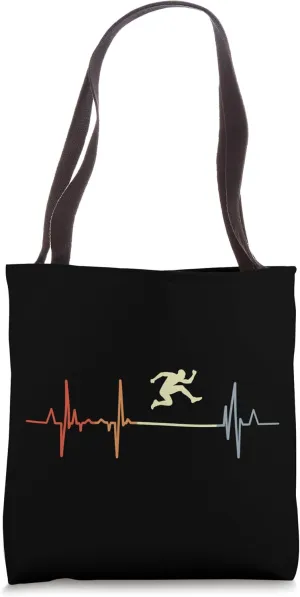 Retro Long Jump Heartline Vintage Pulse Line Tote Bag