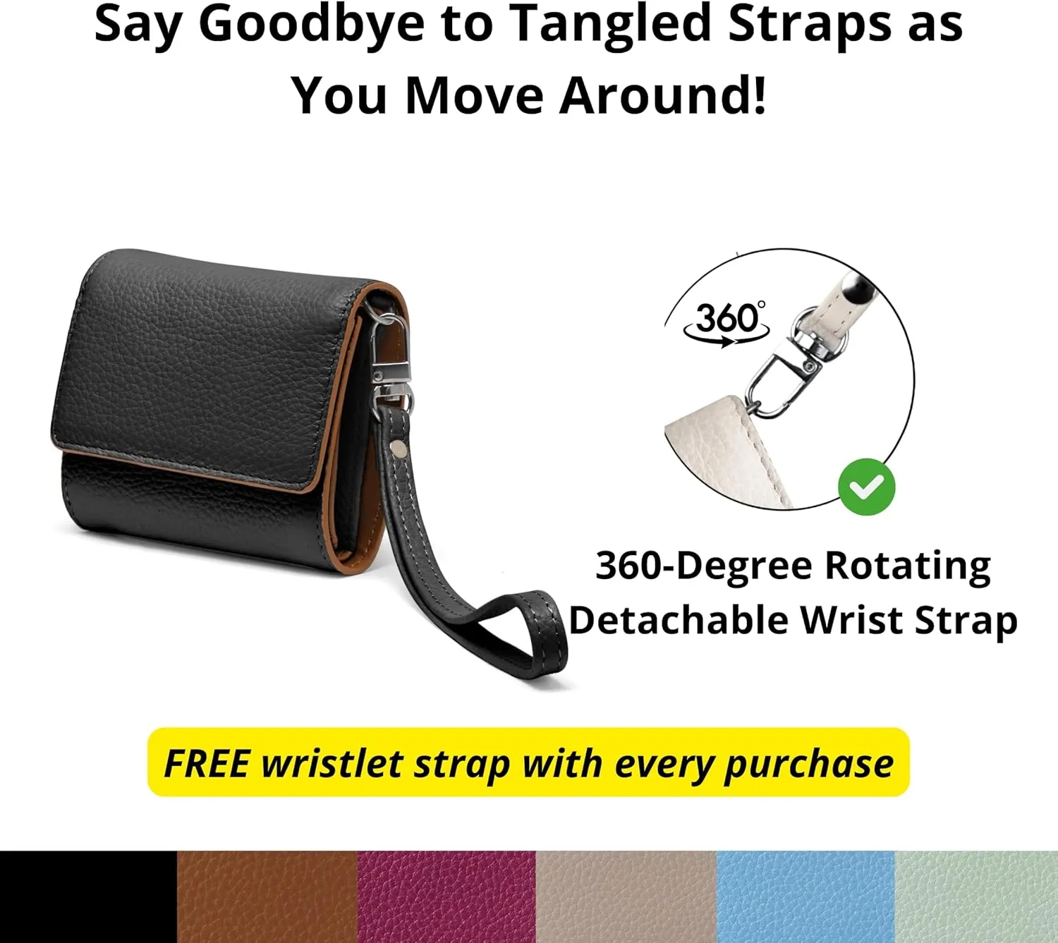 RFID-Blocking Women's Real Leather Wallet with Large Capacity and Wristlet - Small, Secure, and Chic - Conveniently Holds Cards, Cash, and Coins (All Black - RFID Protected with Wristlet)
